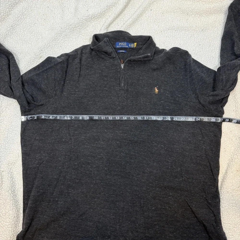 Polo Ralph Lauren Men's 1/4 Zip Sweater Estate Rib Size Large Grey Designer